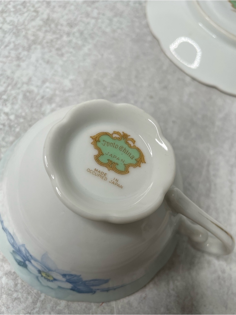 Vintage Spoto China Blue Floral Teacup & Saucer Set Made in Occupied Japan - Picture 6 of 8